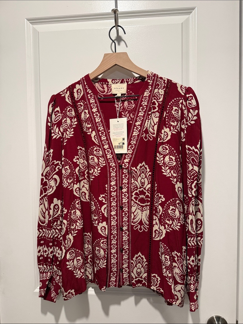 Sezane Tally Shirt Ornamental Print - Size 12